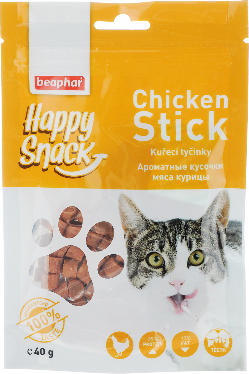 Лакомство для кошек Beaphar Happy Snack, ароматные кусочки мяса курицы, 40 г0120710 Лакомство для кошек Beaphar Happy Snack, ароматные кусочки мяса курицы, 40 г0120710Лакомство для котят Beaphar Happy Snack - дополнительный корм для кошек и котят с 3-месячного возраста в виде небольших кусочков из куриного мяса. Лакомство понравится даже самым искушенным кошачьим гурманам. Специальный замок zip-lock на упаковке позволяет дольше хранить лакомство. Товар сертифицирован.
