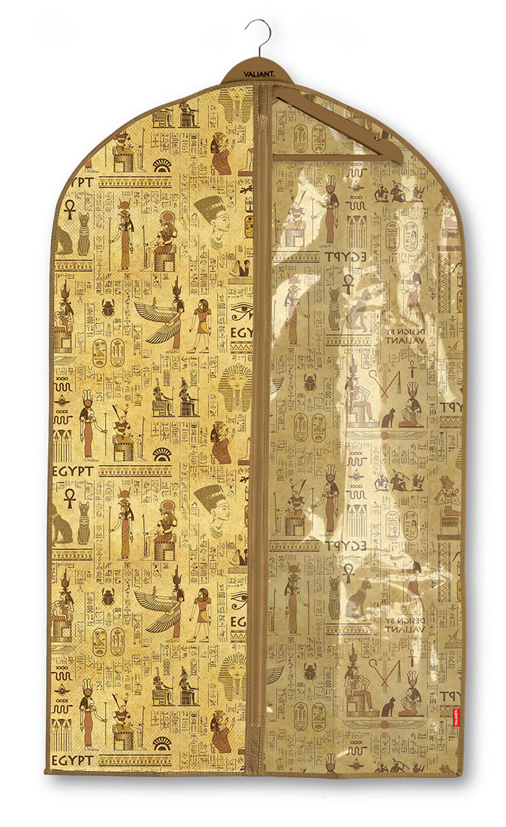 Чехол для одежды Valiant Egypt, с прозрачной вставкой, 60 х 100 см1004900000360 Чехол для одежды Valiant Egypt, с прозрачной вставкой, 60 х 100 см1004900000360Чехол для одежды Valiant Egypt изготовлен из высококачественного нетканого материала, который обеспечивает естественную вентиляцию, позволяя воздуху проникать внутрь, но не пропускает пыль. Чехол закрывается на застежку-молнию. Лицевая сторона чехла дополнена прозрачной вставкой из ПВХ, которая позволяет видеть содержимое. Идеально подойдет для хранения одежды и удобной перевозки. Оригинальный дизайн придется по вкусу ценительницам эстетичного хранения.