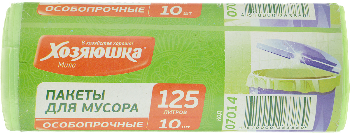 Пакеты для мусора Хозяюшка Мила, особо прочные, 125 л, 10 штOLIVIERA 75012-5C CHROME Пакеты для мусора Хозяюшка Мила, особо прочные, 125 л, 10 штOLIVIERA 75012-5C CHROMEОсобо прочные пакеты для мусора Хозяюшка Мила позволяют складировать более тяжелый мусор, предотвращая разрыв пакета. Широко применяются в быту, на производстве, при проведении монтажных и ремонтных работ. Специальная перфорация позволяет легко отделить пакет от рулона.