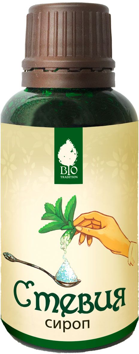 Bio Tradition Стевия натуральный заменитель сахара, 30 г0120710 Bio Tradition Стевия натуральный заменитель сахара, 30 г0120710Стевия - натуральный, низкокалорийный сахарозаменитель. Стевия в 25 раз слаще сахара, не содержит консервантов и красителей. Сироп стевии применяется для лечебно-профилактического питания, больных сахарным диабетом, ожирением, профилактика гипертонических болезней и для тех, кто ведет активно-спортивный образ жизни. Повышает сопротивляемость организма к инфекционным заболеваниям. Оказывает общеукрепляющий и общетонизирующий эффект. Выводит радионуклиды из организма. Противопоказаний нет.