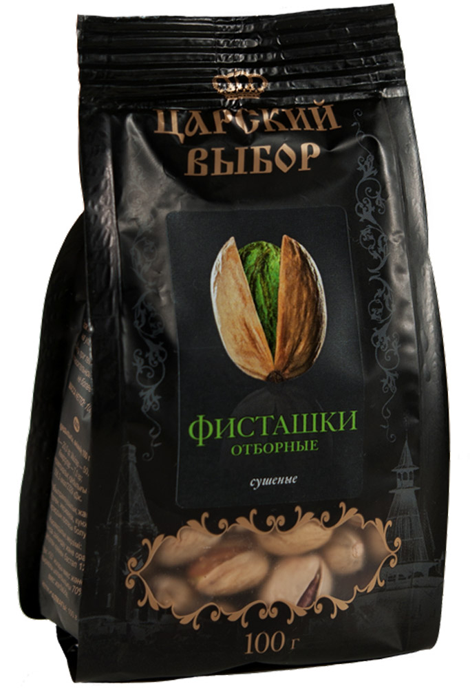 Царский выбор Фисташки отборные сушеные, 100 г0120710 Царский выбор Фисташки отборные сушеные, 100 г0120710Фисташки богаты протеинами, необходимыми человеку витаминами, аминокислотами и минеральными веществами, не содержат холестерина. Они полезны при высоких физических и умственных нагрузках, снимают усталость и улучшают общее самочувствие.