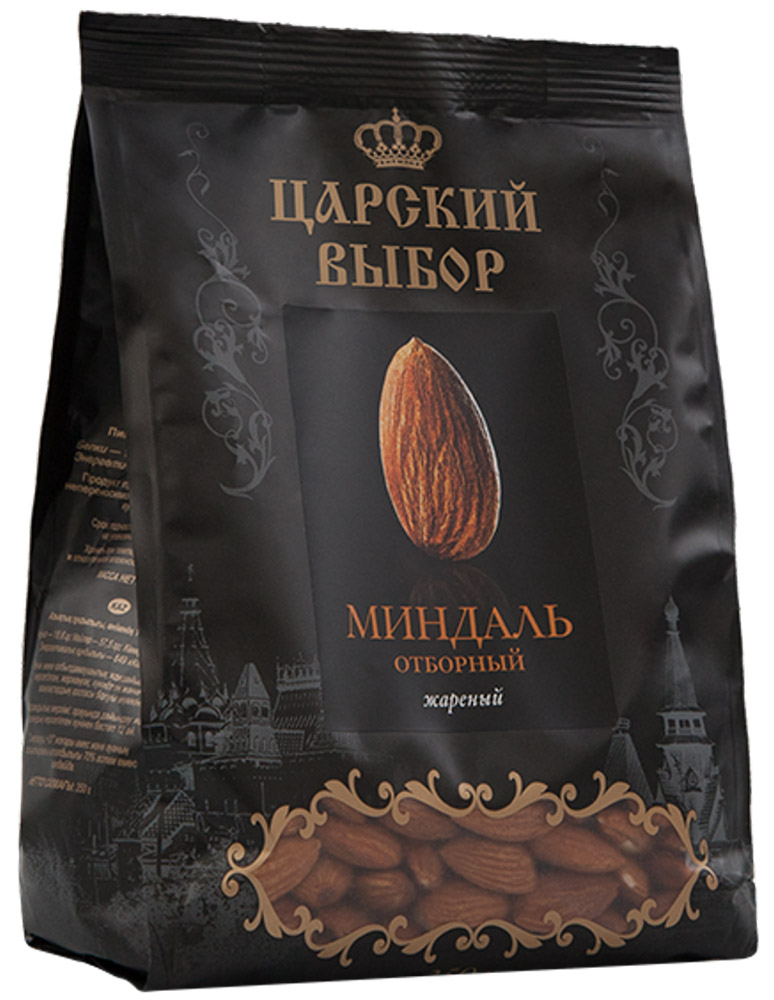 Царский выбор Миндаль жареный отборный, 350 г0120710 Царский выбор Миндаль жареный отборный, 350 г0120710Миндальный орех имеет изысканный вкус, он считается символом здоровья, красоты и долголетия, благодаря оптимальному соотношению железа, витаминов группы В, меди, кобальта, калия, магния и высоконенасыщенным жирным кислотам.