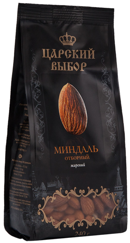 Царский выбор Миндаль жареный отборный, 240 г0120710 Царский выбор Миндаль жареный отборный, 240 г0120710Миндальный орех имеет изысканный вкус, он считается символом здоровья, красоты и долголетия, благодаря оптимальному соотношению железа, витаминов группы В, меди, кобальта, калия, магния и высоконенасыщенным жирным кислотам.