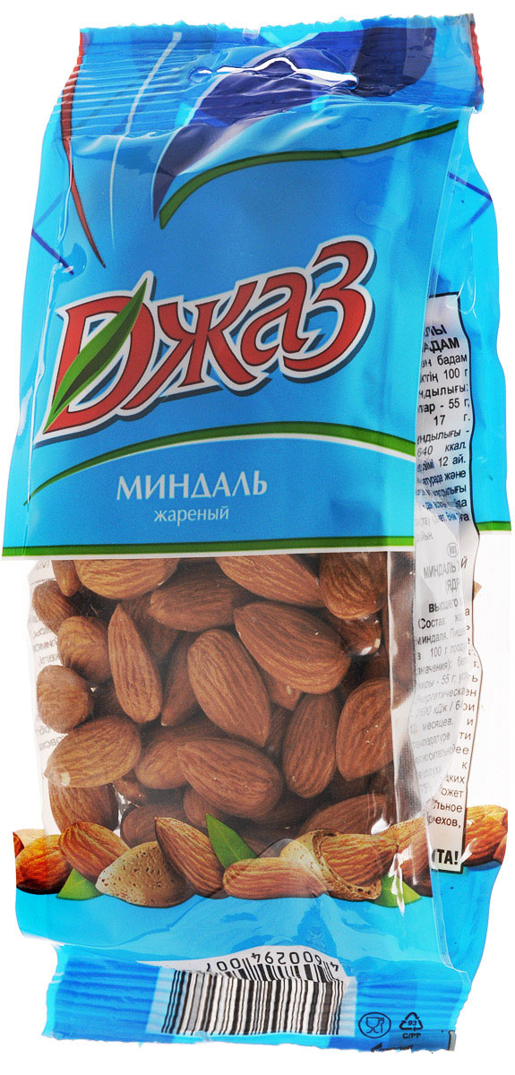 Джаз миндаль жареный, 300 г0120710 Джаз миндаль жареный, 300 г0120710Миндаль содержит большое количество полезных элементов и витаминов (высокое содержание белка, витамина Е, магния, фосфора). Кроме того, миндаль богат цинком, медью, марганцем, железом, витаминами группы В. В нем много веществ, которые поддержат работу сердца и мозга. Витаминов и жиров, которые оздоравливают волосы, кожу, ногти. Для поддержания организма достаточно съедать ежедневно от 30 до 50 г (нормальная доза 7-10 орешков в день).