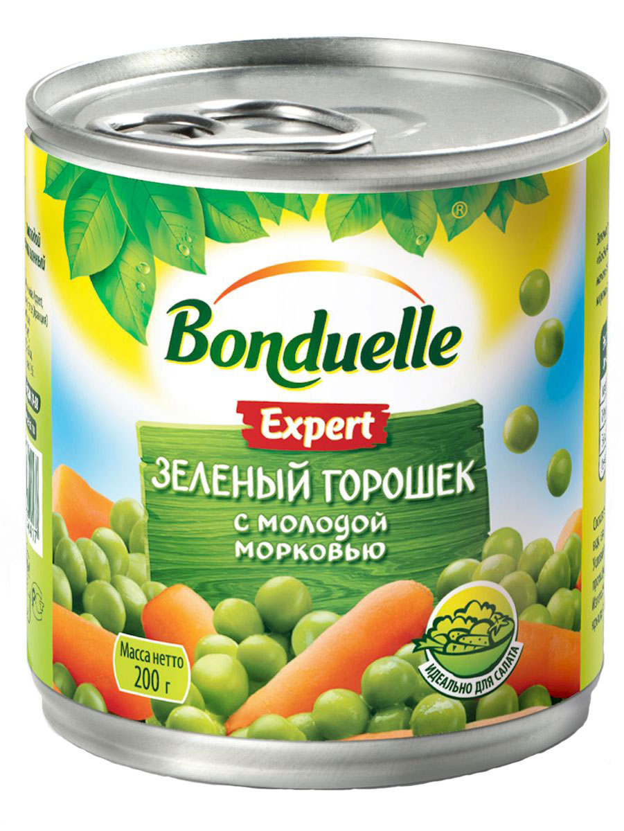 Bonduelle зеленый горошек с молодой морковью, 200 г0120710 Bonduelle зеленый горошек с молодой морковью, 200 г0120710Зеленый горошек с молодой морковью Bonduelle - один из самых популярных гарниров в Европе. Такое яркое сочетание овощей станет идеальным дополнением для салатов, гарниров и даже детского стола, обогатив рацион ребенка редким для него сочетанием полезно и вкусно.