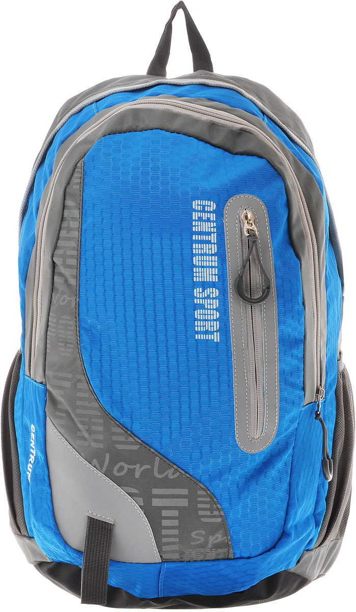 Centrum Рюкзак Sport цвет серый голубой72523WD Centrum Рюкзак Sport цвет серый голубой72523WDРюкзак Centrum Sport изготовлен из прочного износостойкого материала. Рюкзак имеет два основных отделения на застежках-молниях. В первом отделении имеется большой открытый накладной карман. Во втором отделении расположены три кармашка под канцелярские принадлежности и два открытых накладных кармана.Лицевая сторона рюкзака дополнена врезным карманом на молнии. По бокам расположились накладные открытые кармашки на резинках. Рюкзак оснащен петлей для подвешивания. Широкие регулируемые лямки и уплотненная спинка рюкзака предохранят мышцы спины ребенка от перенапряжения при длительном ношении. Лямки дополнены грудной стяжкой с пластиковым карабином. Этот рюкзак можно использовать для повседневных прогулок, учебы, отдыха и спорта и как элемент вашего имиджа.