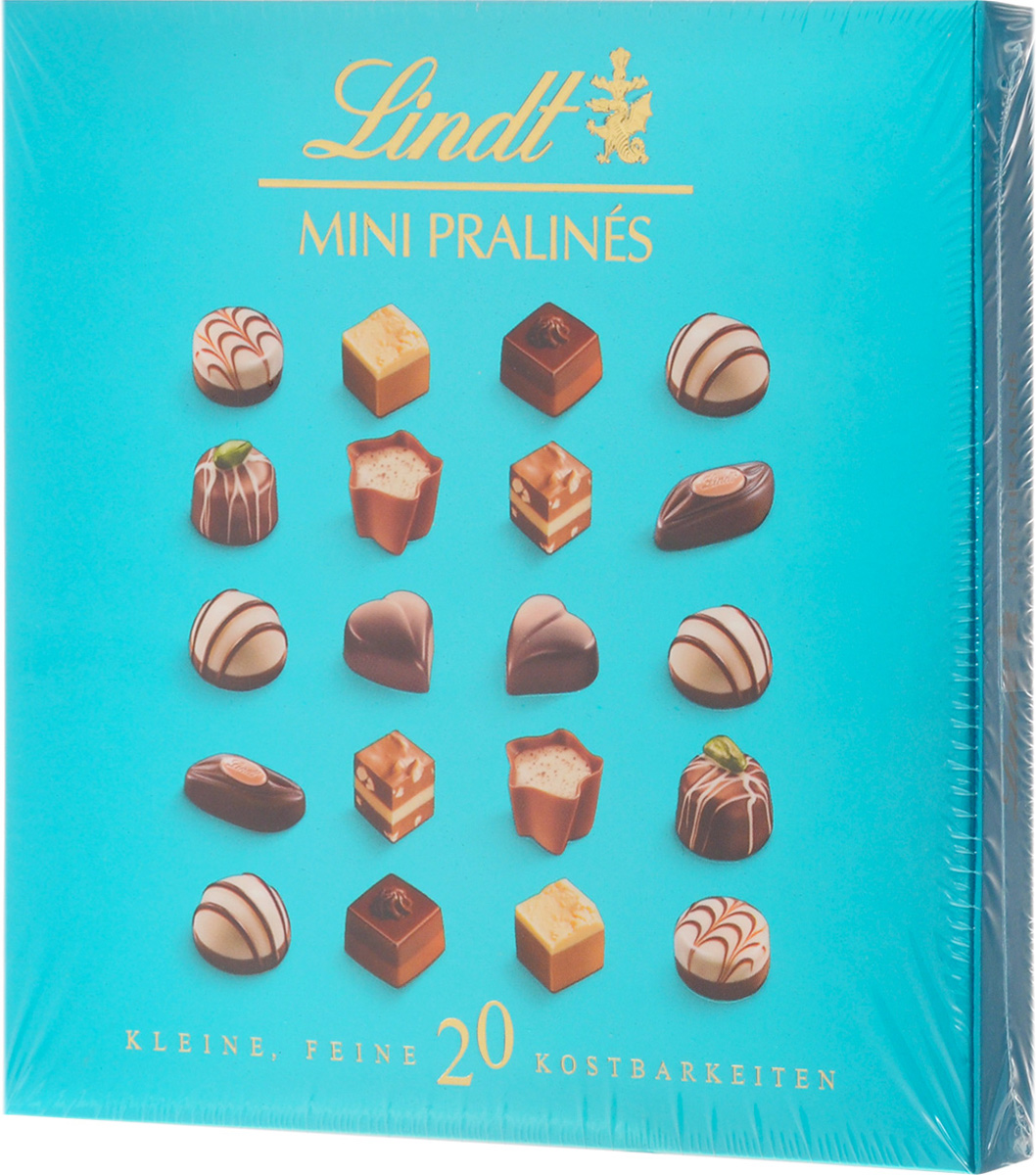 Lindt Pralines мини-конфеты из молочного шоколада ассорти, 100 г0120710 Lindt Pralines мини-конфеты из молочного шоколада ассорти, 100 г0120710Мини-конфеты из молочного шоколада Lindt Pralines - коллекция миниатюрных конфет, в которой представлены лучшие лакомства из шоколада Lindt.В элегантной упаковке находится двадцать конфеток девяти видов. Красиво оформленные сладости изготовлены из нуги, темного, молочного и белого шоколада. Наполнением для конфет служат: крем со вкусом миндаля и кофе, нуга, марципан, трюфель, апельсиновая и ореховая начинка. Конфеты Lindt Pralines - очаровательный и трогательный подарок, который вызовет радость и улыбку на лице близкого человека!Уважаемые клиенты! Обращаем ваше внимание, что полный перечень состава продукта представлен на дополнительном изображении.Упаковка может иметь несколько видов дизайна. Поставка осуществляется в зависимости от наличия на складе.