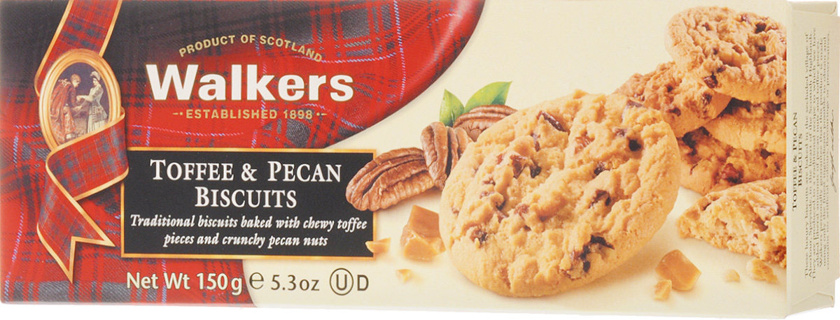 Walkers печенье с тоффи и орехом пекан, 150 гК5070 Walkers печенье с тоффи и орехом пекан, 150 гК5070Шотландское печенье Walkers, приготовленное по старинному рецепту с применением лучших ингредиентов сливочного масла, муки, соли и сахара с тоффи и орехом пекан. Ирис и пикантный орех, заключенные в великолепное песочное печенье, подарят вам заряд энергии и бодрости на целый день.Уважаемые клиенты! Обращаем ваше внимание, что полный перечень состава продукта представлен на дополнительном изображении.