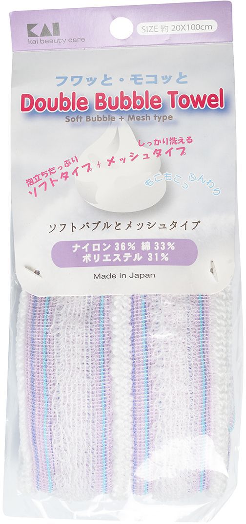 Kai Мочалка для тела Double Bubble Towel, мягкаяSC-FM20104 Kai Мочалка для тела Double Bubble Towel, мягкаяSC-FM20104Мягкая мочалка с комбинированной поверхностью образует воздушную пену и бережно очищает кожу, создавая хорошее настроение!Намочите мочалку тёплой водой, используйте туалетное или жидкое мыло для мытья тела Внимание при применении: не трите кожу слишком сильно во избежание появления покраснений и потертостей. Не используйте при повреждениях кожи и кожных заболеваниях. После использования хорошо промойте и высушите изделие. Не стирайте мочалку в стиральной машине, не используйте при стирке отбеливающих средств. Используйте строго по назначению. Избегайте использования людьми с чувствительной кожей, для детей и при склонности к аллергическим реакциям.