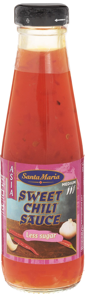 Santa Maria сладкий соус чили (с минимальным содержанием сахара), 200 мл0120710 Santa Maria сладкий соус чили (с минимальным содержанием сахара), 200 мл0120710Сладкий соус чили известен также под названием Азиатский кетчуп. Применяется для приготовления восточных тушеных блюд из мяса, рыбы, птицы, морепродуктов и овощей. Можно использовать как самостоятельный соус.Уважаемые клиенты! Обращаем ваше внимание, что полный перечень состава продукта представлен на дополнительном изображении.