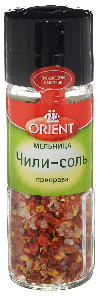 Orient Приправа Чили-соль, 48 г0120710 Orient Приправа Чили-соль, 48 г0120710Приправа Orient Чили-соль в ручной мельнице и с морской солью придаст восхитительный аромат вашим блюдам.