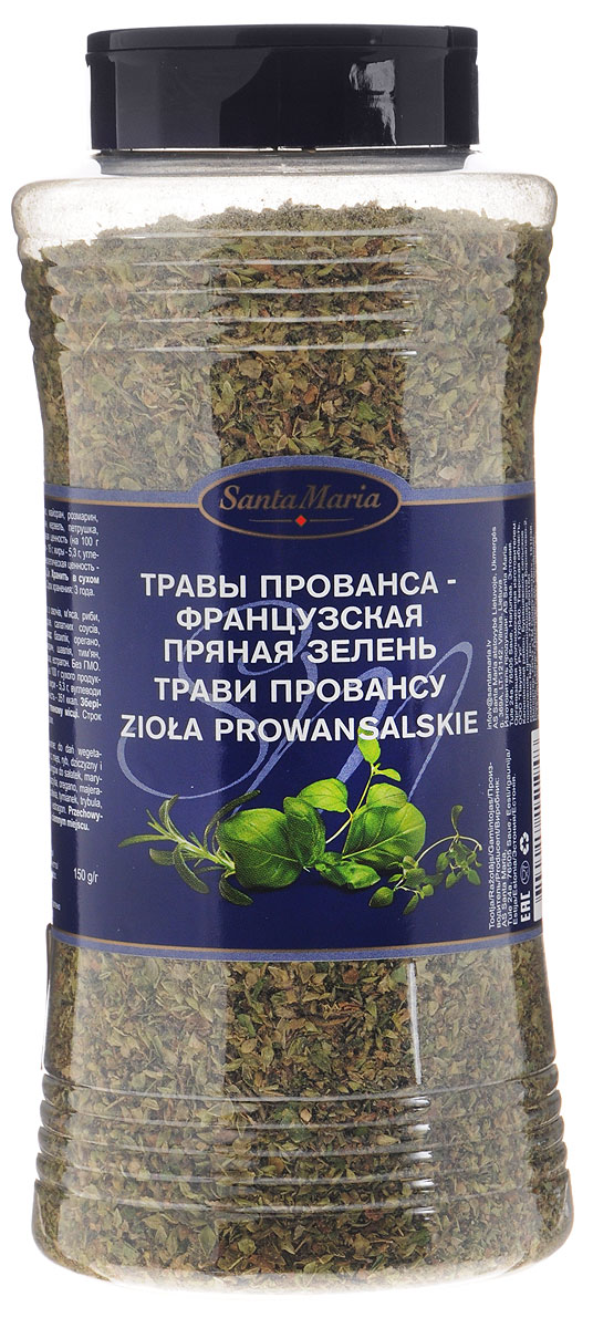 Santa Maria Травы Прованса Французская пряная зелень, 150 г0120710 Santa Maria Травы Прованса Французская пряная зелень, 150 г0120710Santa Maria Травы Прованса Французская пряная зелень - это высококачественная приправа из отборных трав и специй. Она идеально подходит для блюд из овощей, мяса, рыбы, дичи, томатов, салатных соусов, маринадов.Уважаемые клиенты! Обращаем ваше внимание, что полный перечень состава продукта представлен на дополнительном изображении.