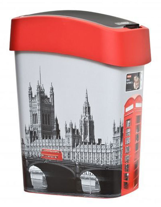 Контейнер для мусора Curver Deco Flip Bins London, 25 л68/5/3 Контейнер для мусора Curver Deco Flip Bins London, 25 л68/5/3Мусорный контейнер Curver Deco Flip Bins London, выполненный из прочного пластика, не боится ударов и долгих лет использования. Изделие украшено изображением достопримечательностей Лондона и оснащено плавающей крышкой, с помощью которой его легко использовать. Крышка плотно прилегает, предотвращая распространение запаха. Вы можете использовать такой контейнер для выбрасывания разных пищевых и не пищевых отходов. Контейнер может пригодиться также в ванной комнате или у туалетного столика.
