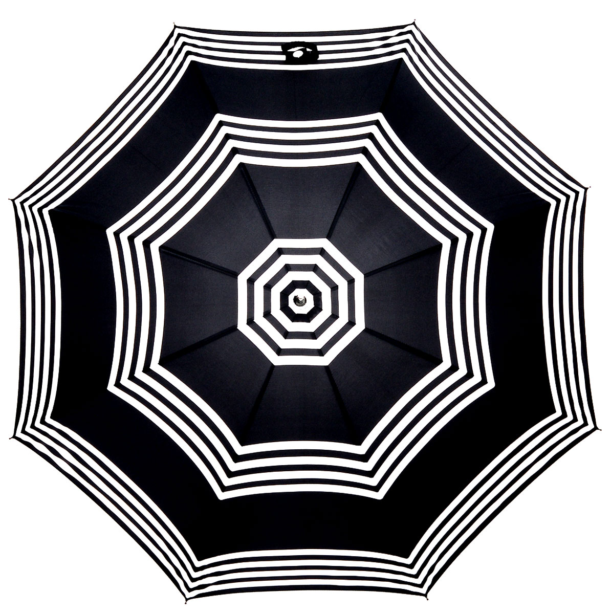 Зонт-трость женский Lulu Guinness Eliza, механический, цвет: черный, белый. L720-2784П250071001-22 Зонт-трость женский Lulu Guinness Eliza, механический, цвет: черный, белый. L720-2784П250071001-22Модный механический зонт-трость Lulu Guinness Eliza даже в ненастную погоду позволит вам оставаться стильной и элегантной. Каркас зонта включает 8 спиц из фибергласса. Стержень изготовлен из стали. Купол зонта выполнен из прочного полиэстера и оформлен принтом в виде полосок. Изделие дополнено удобной рукояткой из пластика с металлическим элементом.Зонт механического сложения: купол открывается и закрывается вручную до характерного щелчка. Модель застегивается с помощью хлястика на кнопку.Такой зонт не только надежно защитит вас от дождя, но и станет стильным аксессуаром, который идеально подчеркнет ваш неповторимый образ.