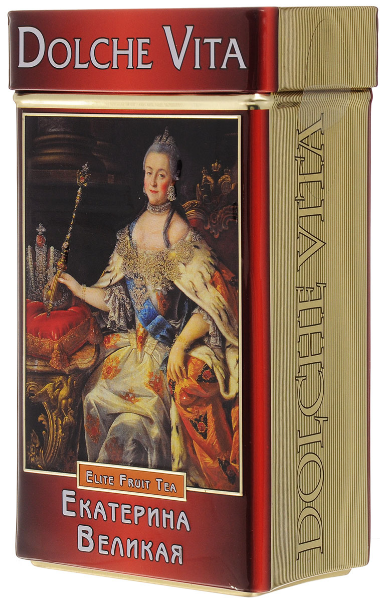 Dolche Vita Екатерина Великая подарочный черный листовой чай, 100 г0120710 Dolche Vita Екатерина Великая подарочный черный листовой чай, 100 г0120710Подарочный черный листовой чай Dolche Vita Екатерина Великая - привлекательная ягодная смесь приятного черного высокогорного чая, ароматизированного натуральными маслами. Качественный чай для любителей ягодных ароматов.Уважаемые клиенты! Обращаем ваше внимание, что полный перечень состава продукта представлен на дополнительном изображении.