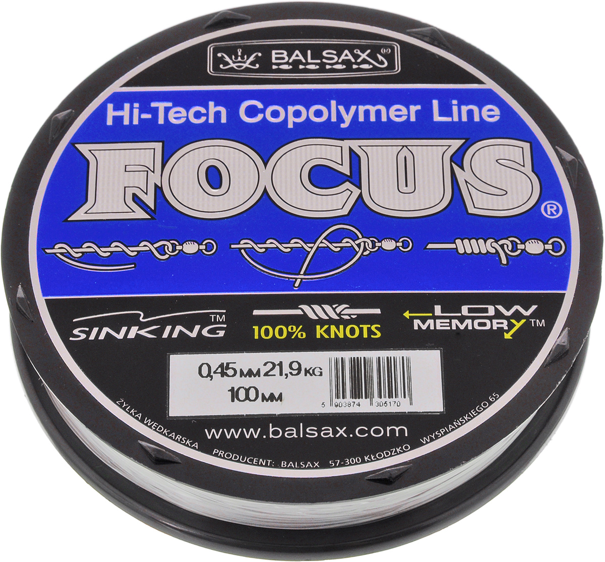 Леска Balsax Focus, 100 м, 0,45 мм, 21,9 кг59259 Леска Balsax Focus, 100 м, 0,45 мм, 21,9 кг59259Леска Balsax Focus практически идеально прозрачна, а значит, отлично подходит для ловли во всех водоемах, независимо от погодных условий. Очередной особенностью, повышающей достоинства данной лески, является ее стопроцентная сопротивляемость к деформации, что дает рыболовам уверенность в эффективных забросах, а также позволяет избежать безнадежного запутывания лески. Тесты на эластичность и упругость лески доказали, что последняя, пропорционально к другим особенностям, имеет необходимую растяжимость. Для рыболова это означает, что можно даже тащить очень крупную рыбу.