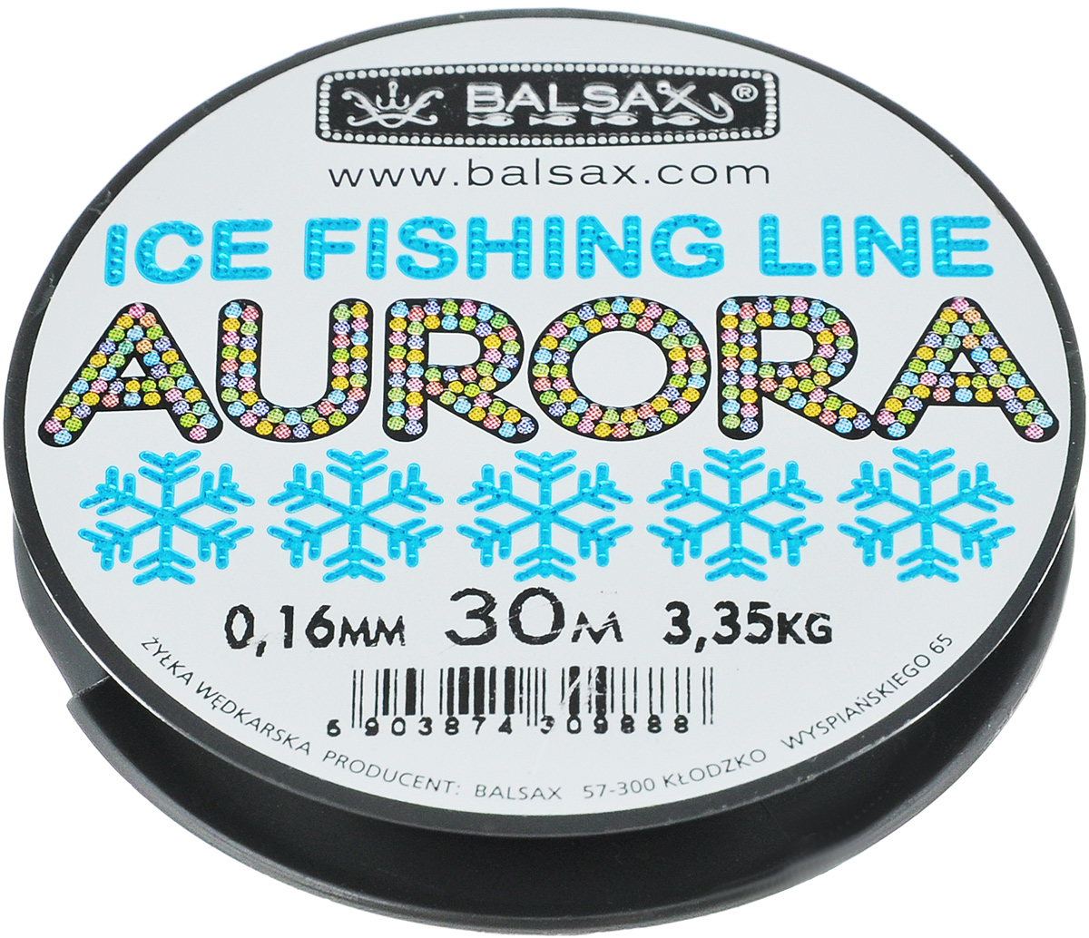 Леска зимняя Balsax Aurora, 30 м, 0,16 мм, 3,35 кг260-004 Леска зимняя Balsax Aurora, 30 м, 0,16 мм, 3,35 кг260-004Леска зимняя Balsax Aurora изготовлена из 100% нейлона и очень хорошо выдерживает низкие температуры.Поверхность лески обработана таким образом, что она не обмерзает и отлично подходит для подледного лова. Прочна в местах вязки узлов даже при минимальном диаметре.