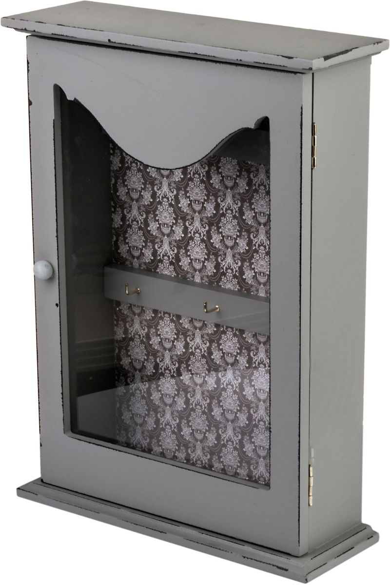 Ключница Miralight, со стеклянной дверцей, 22 х 7,7 х 30,5 см, цвет: светло-серый. ML-478341619 Ключница Miralight, со стеклянной дверцей, 22 х 7,7 х 30,5 см, цвет: светло-серый. ML-478341619Ключница Miralight, выполненная из МДФ, украсит интерьер помещения, а также поможет создать атмосферу уюта. Ключница, оформленная в прованском стиле, станет не только украшением вашего дома, но и послужит функционально: она представляет собой ящичек со стеклянной дверцей, внутри которого предусмотрено 6 металлических крючков для ключей.Украсив помещение такой необычной ключницей, вы привнесете в свой интерьер элемент оригинальности.