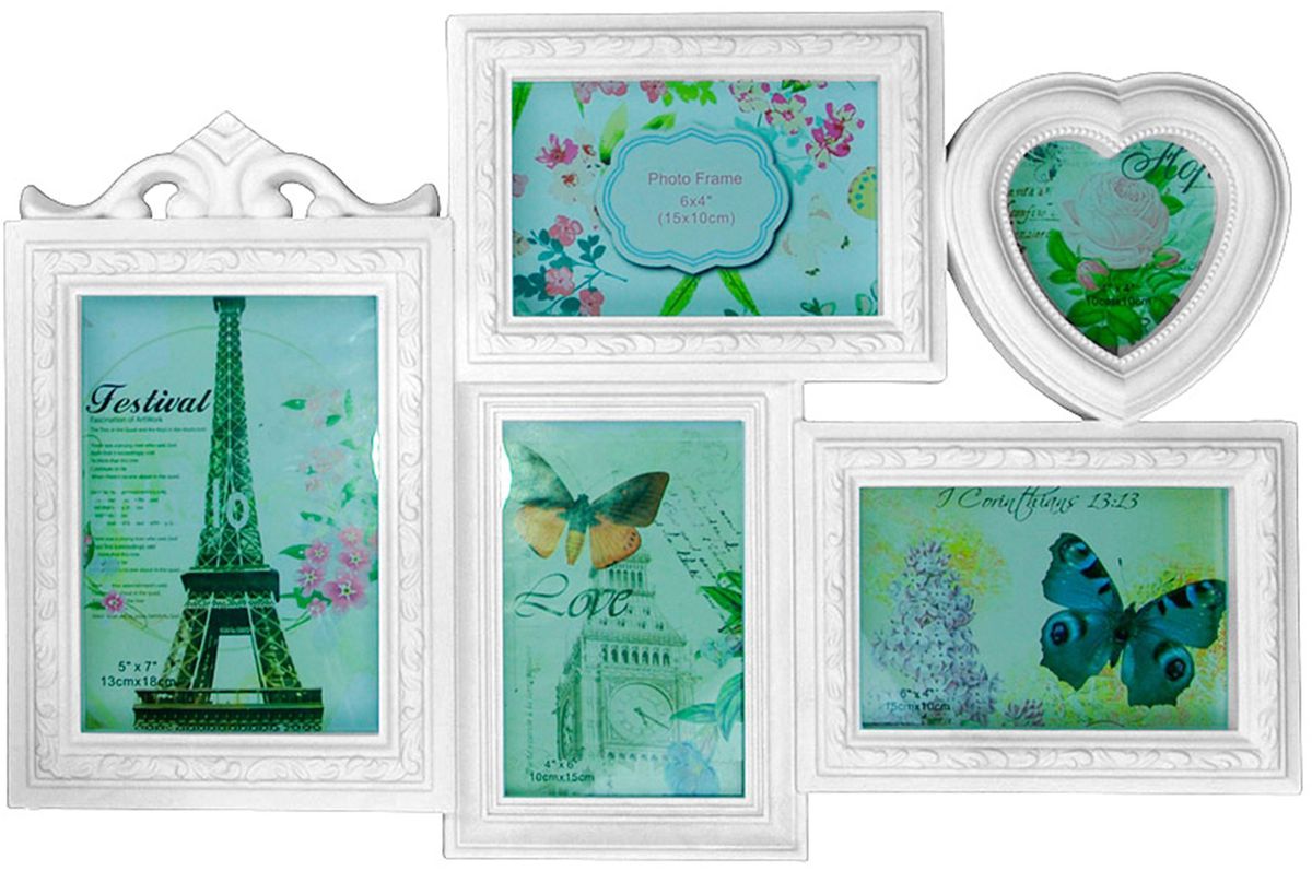 Коллаж Platinum, цвет: белый, 5 фоторамок. BH-1505PLATINUM BH-1505-White-Белый Коллаж Platinum, цвет: белый, 5 фоторамок. BH-1505PLATINUM BH-1505-White-БелыйПластиковый коллаж с 3 фото 10х15 см, 1 фото 13х18 см, 1 фото 10х10 см.