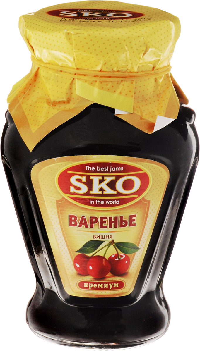 SKO варенье из вишни, 400 г0120710 SKO варенье из вишни, 400 г0120710Варенье SKO приготовлено по домашнему рецепту и современным технологиям. Может использоваться для приготовления пирогов, тортов и других разнообразных десертов, а также в качестве самостоятельного лакомства. Помимо замечательных вкусовых качеств, издавна известны и полезные свойства варенья из вишни. В нем содержатся витамины В, С, А, ЕЕ, РР, медь, марганец, железо, хром, цинк, фосфор, кальций, магний. Вишневое варенье способствует нормализации свертывания крови, следовательно, потребление плодов вишни предупреждает инфаркты. Уважаемые клиенты! Обращаем ваше внимание, что полный перечень состава продукта представлен на дополнительном изображении.