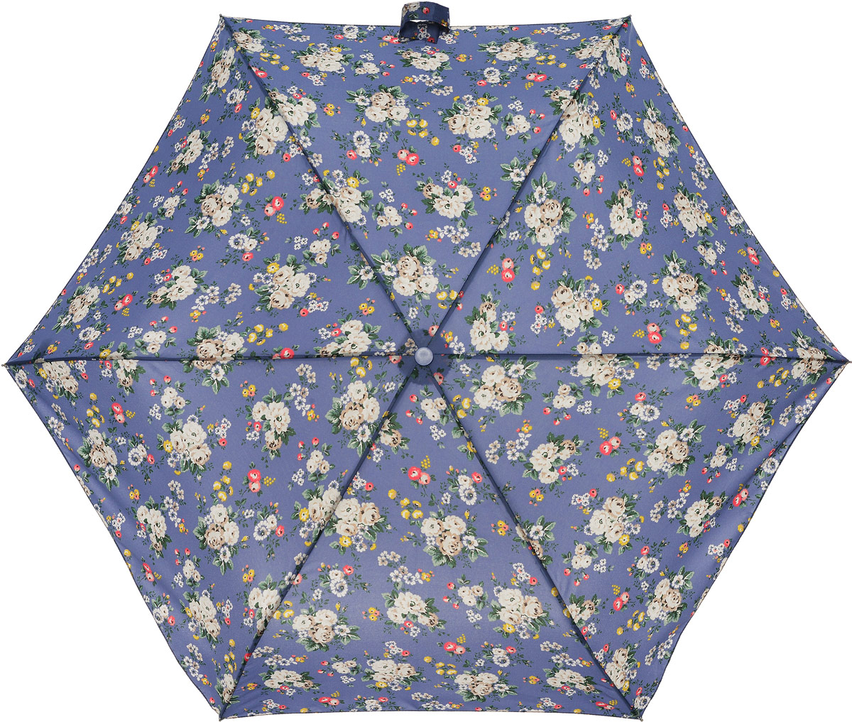 Зонт женский Cath Kidston Minilite, механический, 3 сложения, цвет: сине-фиолетовый, мультиколор. L768-3068REM12-CAM-GREENBLACK Зонт женский Cath Kidston Minilite, механический, 3 сложения, цвет: сине-фиолетовый, мультиколор. L768-3068REM12-CAM-GREENBLACKСтильный механический зонт Cath Kidston Minilite в 3 сложения даже в ненастную погоду позволит вам оставаться элегантной. Облегченный каркас зонта выполнен из 8 спиц из фибергласса и алюминия, стержень также изготовлен из алюминия, удобная рукоятка - из пластика. Купол зонта выполнен из прочного полиэстера. В закрытом виде застегивается хлястиком на липучке. Яркий оригинальный цветочный принт поднимет настроение в дождливый день.Зонт механического сложения: купол открывается и закрывается вручную до характерного щелчка.На рукоятке для удобства есть небольшой шнурок, позволяющий надеть зонт на руку тогда, когда это будет необходимо. К зонту прилагается чехол с небольшой нашивкой с названием бренда. Такой зонт компактно располагается в кармане, сумочке, дверке автомобиля.