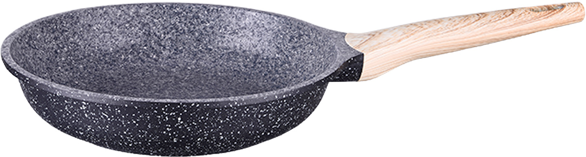 Сковорода Fissman Spotty Stone, с антипригарным покрытием. Диаметр 24 см94672 Сковорода Fissman Spotty Stone, с антипригарным покрытием. Диаметр 24 см94672Сковорода Fissman Spotty Stone изготовлена из литого алюминия с многослойным антипригарным покрытием FissEcoStone, которое усилено вкраплением каменных частиц. Первый слой - анодированный, второй слой - грунтовый, третий слой - высокопрочное антипригарное покрытие, усиленное натуральной каменной крошкой на основе минеральных компонентов, четвертый дополнительный шероховатый антипригарный слой с керамическими частицами. Главное преимущество покрытия - это устойчивость к царапинам и износу. Также покрытие безопасно для здоровья человека и окружающей среды. Утолщенное дно сковороды рационально распределяет тепло, что позволяет продуктам готовиться быстро и равномерно. Приятная на ощупь ручка из бакелита не нагревается и не скользит в руках. Посуда серии Spotty Stone - это уникальный дизайн и непревзойденное качество. Сковорода подходит для газовых, электрических, стеклокерамических, индукционных плит. Можно мыть в посудомоечной машине. Высота стенок: 5,5 см. Длина ручки: 19 см.
