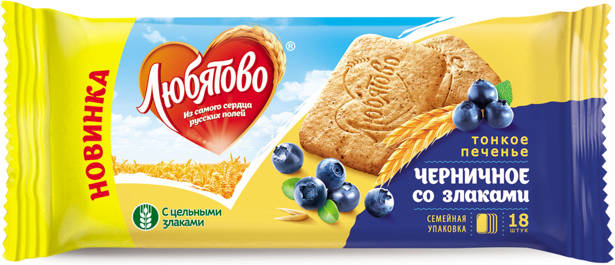 Любятово печенье сахарное Черничное со злаками, 171 г0120710 Любятово печенье сахарное Черничное со злаками, 171 г0120710У нас в Любятово вкус взлетел на новую высоту, потому что мы готовим по улучшенному рецепту.