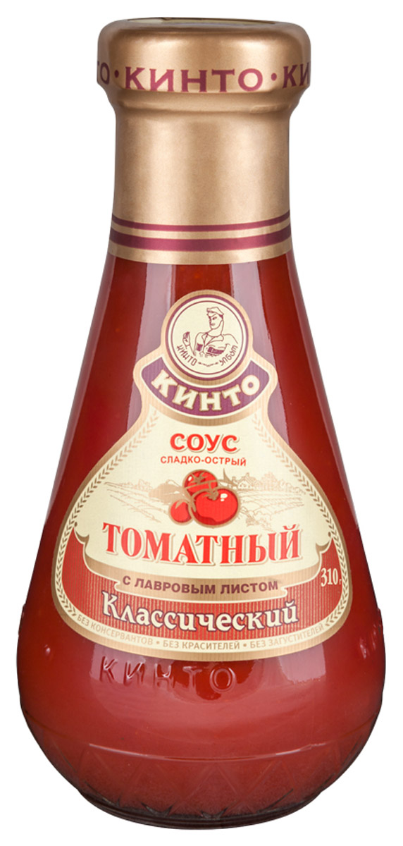 Кинто Классический соус томатный, 310 г0120710 Кинто Классический соус томатный, 310 г0120710Томатный сладко-острый соус Кинто Классический изготовлен по оригинальной рецептуре из томатной пасты с добавлением лаврового листа и пряностей. Обладает гармоничным вкусом и ароматом. Может использоваться с отварной рыбой, мясом, птицей, макаронными и овощными блюдами.