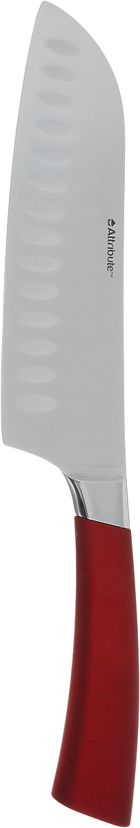 Нож сантоку Attribute Knife Tango, цвет: красный, стальной, длина лезвия 16,3 см54 009312 Нож сантоку Attribute Knife Tango, цвет: красный, стальной, длина лезвия 16,3 см54 009312Нож сантоку Attribute Knife Tango изготовлен из первоклассной нержавеющей стали и предназначен для нарезки рыбы, мяса и других жилистых продуктов, также идеально годится для измельчения овощей и фруктов на рагу, суп, салат или другие закуски. Лезвиесделано из высококачественной хромо-молибденово-ванадиевой стали из Германии. Технология холодной закалки обеспечивает долгую заточку и повышенную устойчивость к коррозии. Такой нож станет прекрасным дополнением к коллекции ваших кухонных аксессуаров и не займет много места при хранении. Общая длина ножа: 31 см.