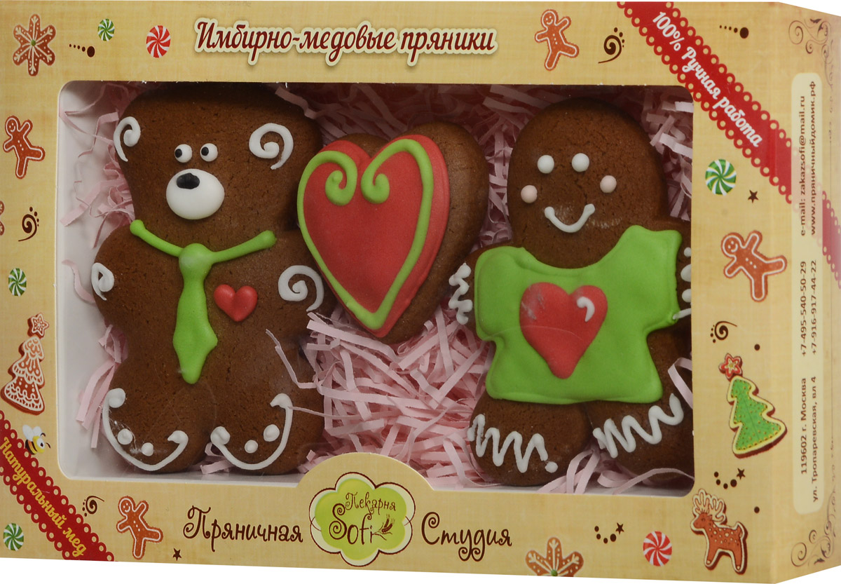 Софи Набор пряников ручной работы Мишка и человечек с сердцем, 95 г0120710 Софи Набор пряников ручной работы Мишка и человечек с сердцем, 95 г0120710При изготовлении пряников используются только натуральные ингредиенты высочайшего качества в оригинальных сочетаниях. Сделанные с любовью руками мастера, эти пряники дарят тепло его души и доставят незабываемое удовольствие. Эти милые пряники станут отличным подарком на 14 февраля.Уважаемые клиенты! Обращаем ваше внимание, что полный перечень состава продукта представлен на дополнительном изображении.