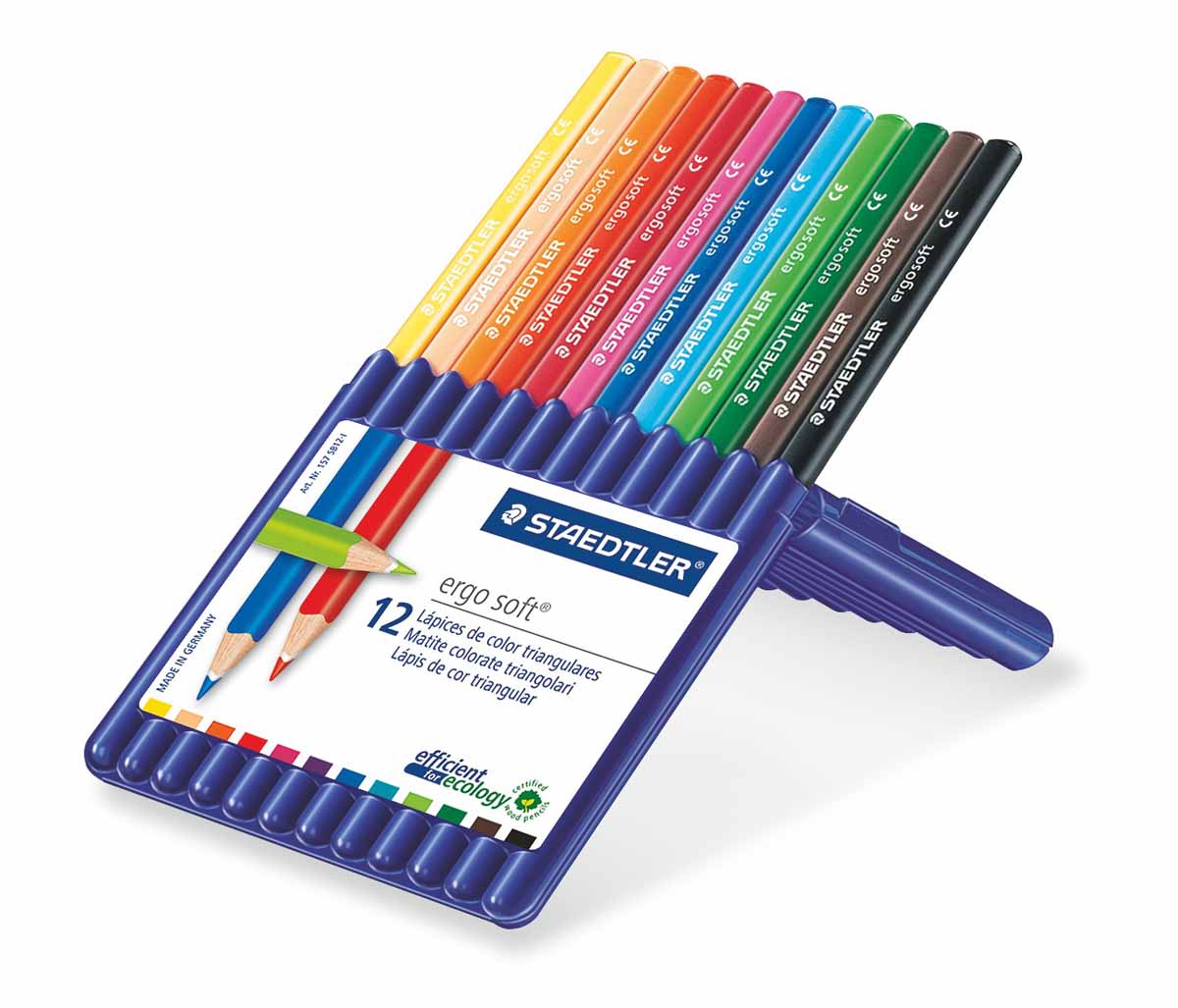 Staedtler Набор цветных карандашей Ergosoft 12 цветов2010440 Staedtler Набор цветных карандашей Ergosoft 12 цветов2010440Набор цветных карандашей Staedtler Ergosoft трехгранной формы для удобного и легкого письма. Содержит 12 цветов в ассортименте. Карандаши упакованы в пластиковый футляр, который легко превращается в удобную настольную подставку. Широкий выбор возможностей для рисования.С цветными карандашами Staedtler Ergosoftваши дети будут создавать яркие и запоминающиеся рисунки.