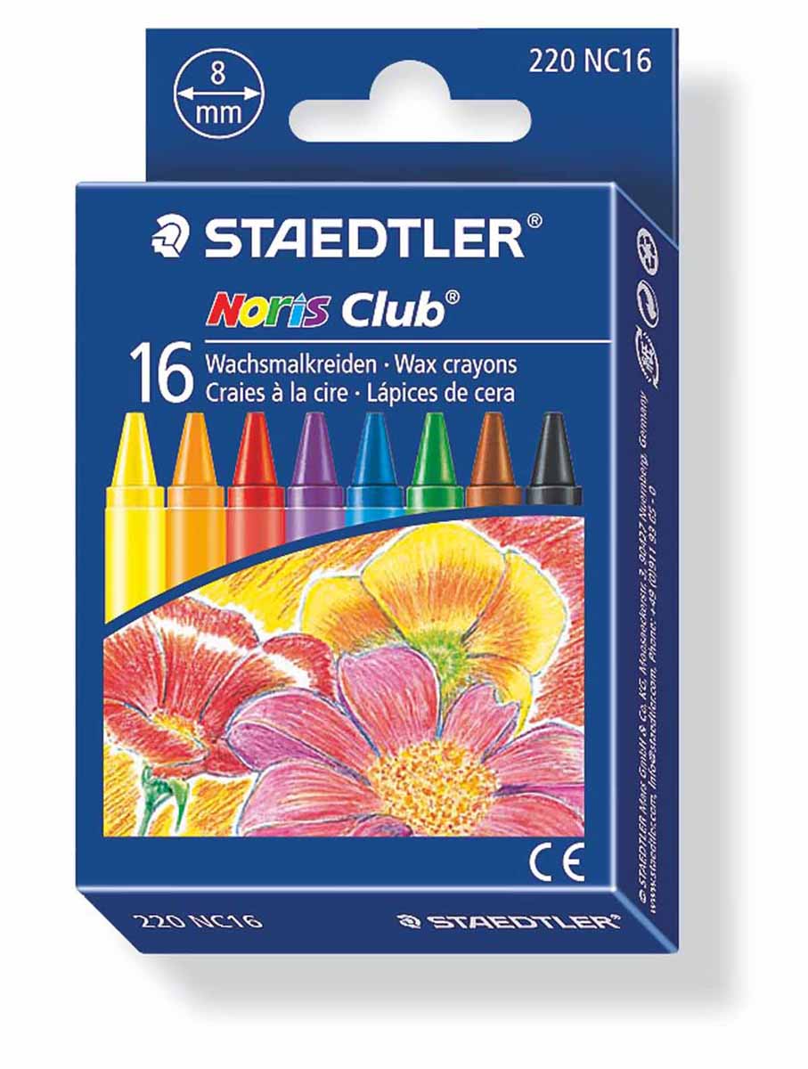 Staedtler Набор восковых мелков Noris Club 16 цветов220NC1604 Staedtler Набор восковых мелков Noris Club 16 цветов220NC1604Набор восковых мелков Staedtler Noris Club содержит 16 ярких насыщенных цветов и оттенков. Мелки предназначены для рисования по бумаге, картону, стеклу, керамике, пластику. Не токсичны и абсолютно безопасны.Каждый мелок обернут в бумажную гильзу. Диаметр каждого мелка - 8 мм.