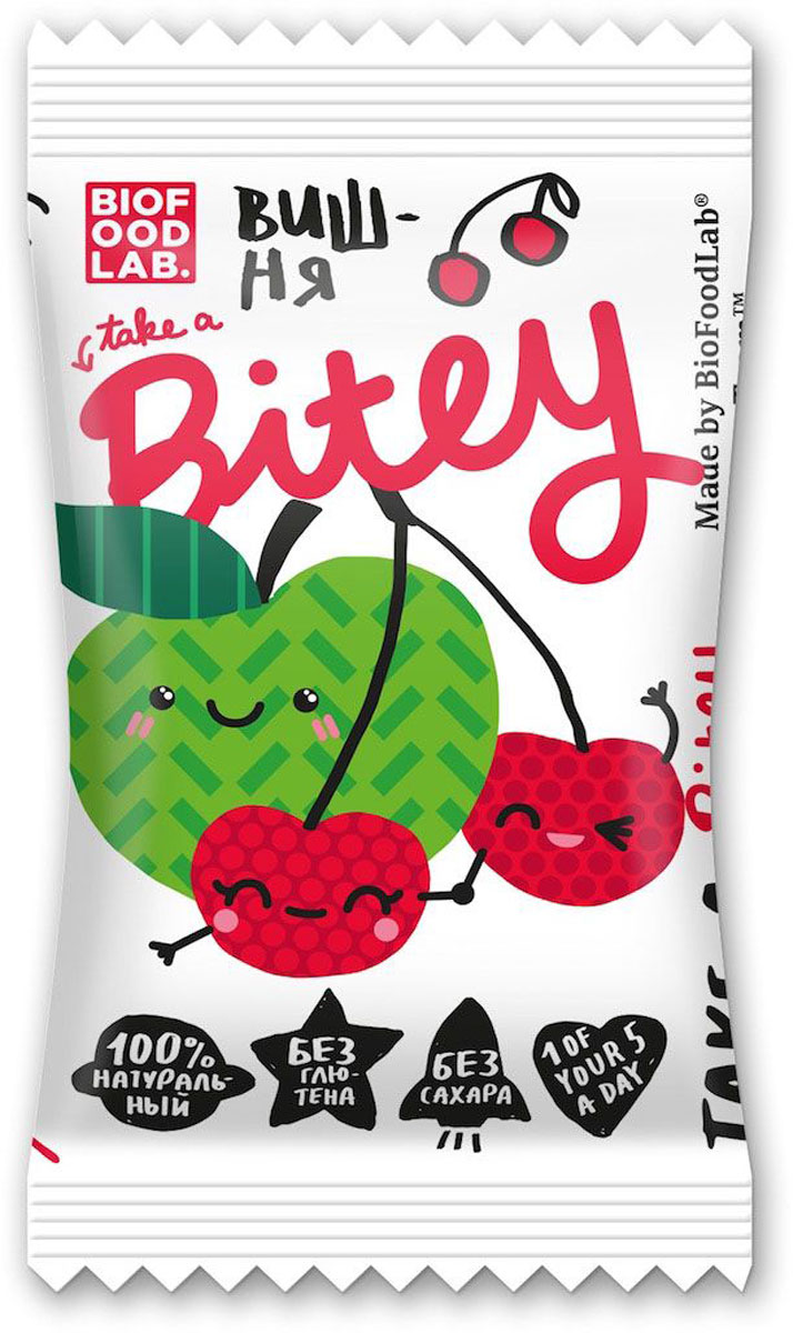 Take A Bitey Яблоко-Вишня батончик фруктово-ягодный, 25 г0120710 Take A Bitey Яблоко-Вишня батончик фруктово-ягодный, 25 г0120710Абсолютно натуральный перекус из вишни и яблок для маленьких открывателей. В каждом батончике удивительное сочетание полезных фруктов и ягод, которое придется по вкусу начинающим гурманам. Только фрукты и ягоды!