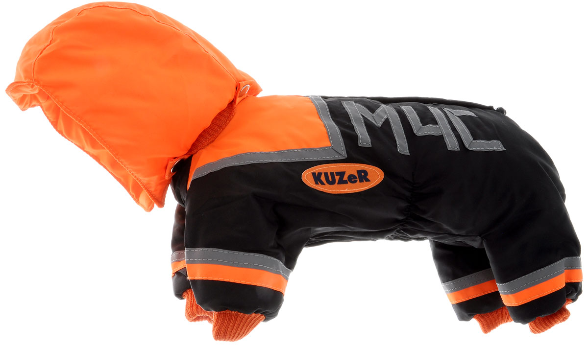Комбинезон для собак Kuzer-Moda МЧС, для мальчика, утепленный, цвет: черный, оранжевый. Размер XSК-1021-черный_желтый Комбинезон для собак Kuzer-Moda МЧС, для мальчика, утепленный, цвет: черный, оранжевый. Размер XSК-1021-черный_желтыйКомбинезон для собак Kuzer-Moda МЧС отлично подойдет для прогулок в прохладную погоду.Комбинезон изготовлен из прочной, ткани, которая сохранит тепло и обеспечит отличный воздухообмен. Комбинезон с капюшоном застегивается на кнопки, благодаря чему его легко надевать и снимать. Капюшон пристегивается при помощи кнопок. Ворот, низ рукавов и брючин оснащены резинками, которые мягко обхватывают шею и лапки, не позволяя просачиваться холодному воздуху. Изделие снабжено светоотражающими элементами. На пояснице имеются затягивающиеся шнурки, которые также не позволяют проникнуть холодному воздуху.Благодаря такому комбинезону простуда не грозит вашему питомцу, и он не даст любимцу продрогнуть на прогулке. Длина по спинке 27,5 см.