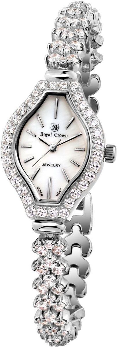 Часы наручные женские Royal Crown, цвет: серебристый. 63815-RDM-54106черные Часы наручные женские Royal Crown, цвет: серебристый. 63815-RDM-54106черныеНаручные кварцевые часы Royal Crown выполнены из высококачественного металла и оформлены вставками из страз. Браслет оснащен удобной металлической застежкой, которая надежно зафиксирует изделие на запястье. Часы оснащены минеральным, устойчивым к царапинам, стеклом с сапфировым напылением и задней крышкой из гипоаллергенной нержавеющей стали.