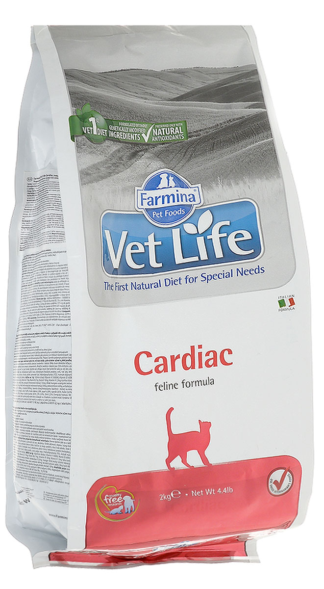 Корм сухой Farmina Vet Life для кошек, для поддержания работы сердца при хронической сердечной недостаточности, диетический, 2 кг0120710 Корм сухой Farmina Vet Life для кошек, для поддержания работы сердца при хронической сердечной недостаточности, диетический, 2 кг0120710Farmina Vet Life - это диетическое питание для кошек, предназначенное для поддержания работы сердца при хронической сердечной недостаточности. Диета содержит низкий уровень натрия и оптимальное соотношение калия/натрия. Корм способствует оптимальной работе кишечника. Входящий в состав таурин регулирует сократительную способность миокарда, L-карнитин повышает устойчивость к физическим нагрузкам, Омега-3 оказывает противовоспалительное воздействие.Товар сертифицирован.