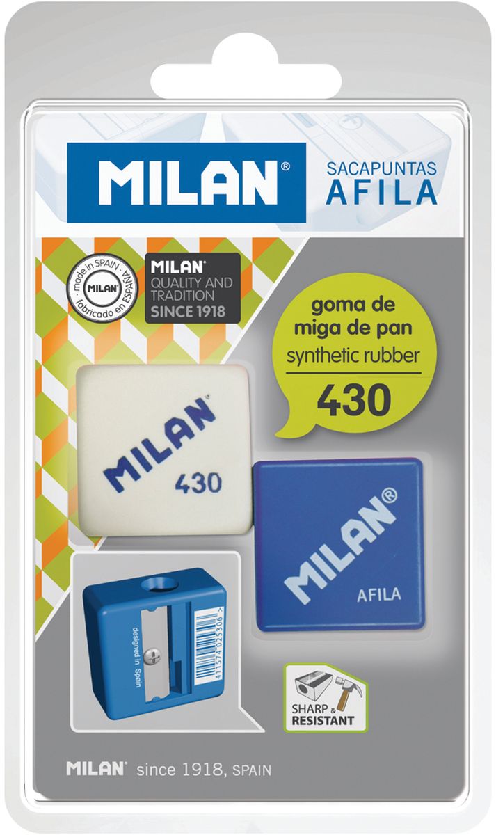 Milan Точилка Afila с ластиком72523WD Milan Точилка Afila с ластиком72523WDЛастик Milan 430 в комплекте с точилкой AFILA в блистерной упаковке.