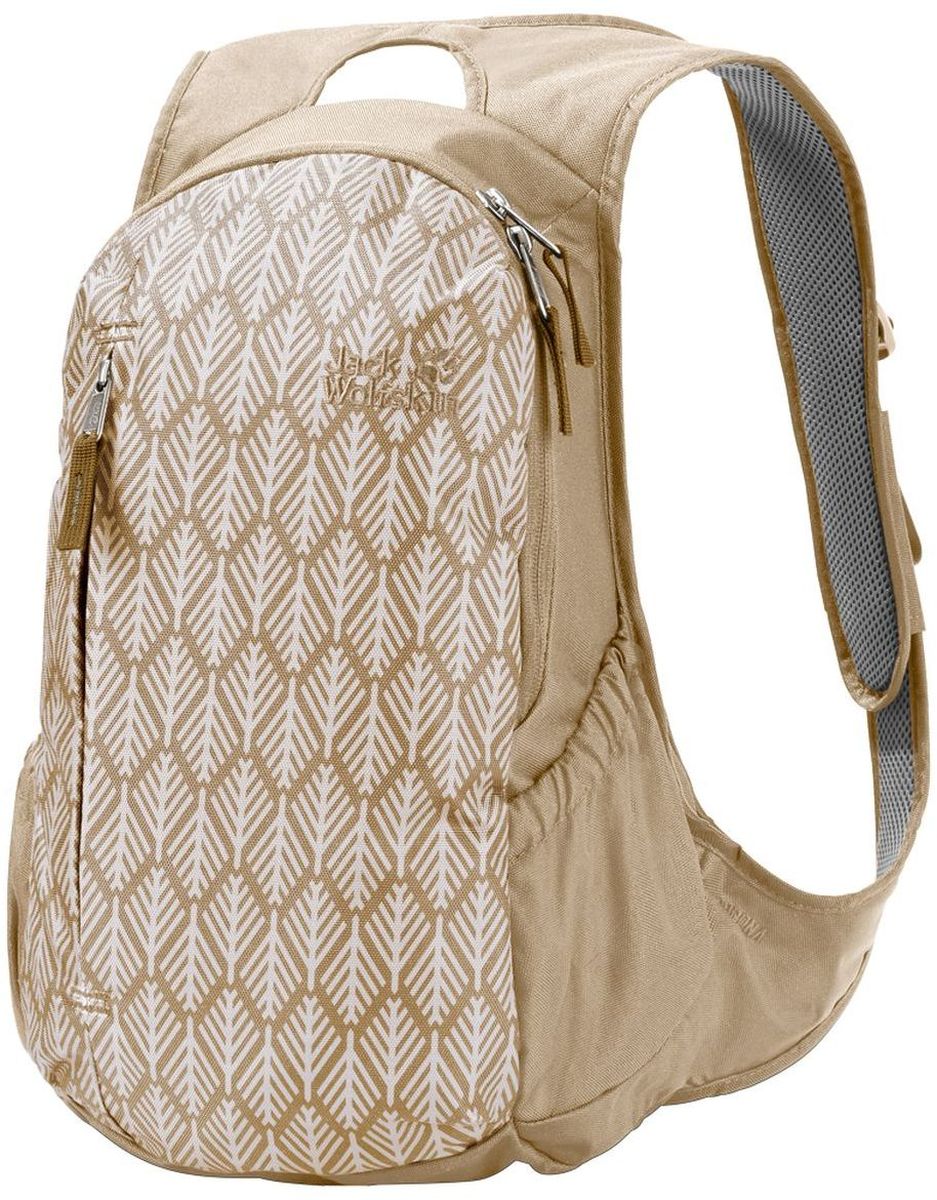 Рюкзак женский Jack Wolfskin Ancona, цвет: бежевый. 2005321-7938INT-06501 Рюкзак женский Jack Wolfskin Ancona, цвет: бежевый. 2005321-7938INT-06501Рюкзак Jack Wolfskin предназначен для однодневных походов, удобно прилегает к спине. Преимуществами этой плоской, почти не нагружаемой поддерживающей системы являются широкая площадь опоры рюкзака, а также мягкие вставки на плечевых ремнях и местах, вступающих в контакт при ношении. Основное отделение с широким отверстием, плоской внешний карман, два сетчатых боковых карманов, внутренний карман.