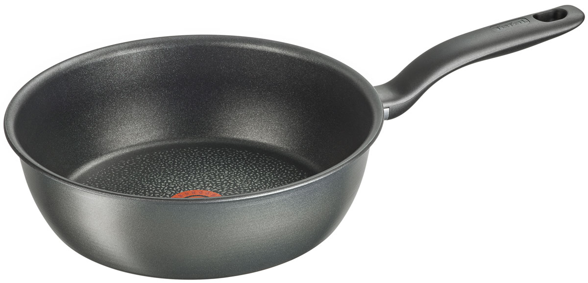 Сковорода Tefal Hard Titanium+, с антипригарным покрытием. Диаметр 26 см300180_синий Сковорода Tefal Hard Titanium+, с антипригарным покрытием. Диаметр 26 см300180_синийБлагодаря передовым технологиям сковороды и кастрюли Tefal представляют совершенство как в плане долговечности, так и в результатах готовки. Контроль температуры приготовления - это ключ к отличным результатам на кухне. При слишком низкой температуре цвет продукта теряет насыщенность, а текстура - упругость. В результате блюдо получится пресным и невыразительным на вкус. Используйте индикатор температурного нагрева Tefal Thermo-Spot® для того, чтобы ваши блюда всегда были превосходными на вкус! Благодаря усиленному слою с минеральными и титановыми частицами Titanium Excellence прослужит до 3-х раз дольше в сравнении с антипригарным покрытием Titanium Force по результатам тестов, проведенных независимой лабораторией SGS. Над созданием покрытия в течение 3-х лет работали 20 ученых и инженеров.