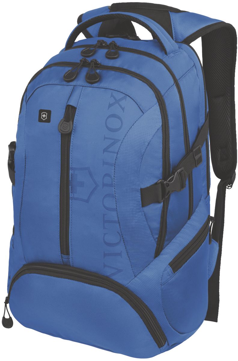 Рюкзак городской Victorinox VX Sport Scout, цвет: голубой, 20 л + ПОДАРОК: нож-брелок EscortRivaCase 8460 black Рюкзак городской Victorinox VX Sport Scout, цвет: голубой, 20 л + ПОДАРОК: нож-брелок EscortRivaCase 8460 blackКоллекция VX Sport сочетает в себе культовый дизайн и прочную конструкцию.Основанные на многогранной функциональности,которая присуща оригинальному швейцарскому армейскому ножу,рюкзаки этой коллекции обеспечивают защиту современным технологическим устройствам и многофункциональную организацию вещей таким образом,что вы будете готовы к любой ситуации. VICTORINOXарт. 31105009РЮКЗАК ДЛЯ НОУТБУКА ДИАГОНАЛЬЮ 16 / 41 СМ С КАРМАНОМ ДЛЯ ПЛАНШЕТА / ЭЛЕКТРОННОЙ КНИГИ33x18x46 см1 кг20 лХАРАКТЕРИСТИКИ И СВОЙСТВА• Мягкое отделение для ноутбука диагональю 16 (41см) с гладкой, устойчивой к механическим повреждениям подкладкой• Мягкий карман для портативного электронного устройства диагональю 10 (25 см) с гладкой, устойчивой к механическим повреждениям подкладкой• Внешняя организационная секция включает в себя карман на молнии по всей длине, карман для хранения электроники, карман для хранения периферийных устройств, сетчатый карман для документов, удостоверяющих личность, кармашек для ручки и карабин для ключей• Фронтальная сторона включает в себя внешний карман на молнии и многофункциональные боковые сетчатые карманы, идеально подходящие для бутылки с водой или зонтика• Мягкая задняя стенка и мягкие регулируемые плече.• Задний рукав для продевания через телескопическую ручку чемоданов позволяет одновременно перемещать два и более предметов багажа