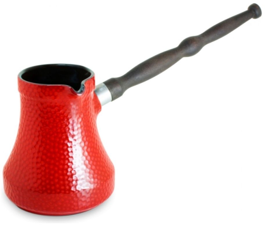 Турка Ceraflame Ibriks Hammered, цвет: красный, 350 мл630011 Турка Ceraflame Ibriks Hammered, цвет: красный, 350 мл630011Турка Ceraflame Ibriks Hammered, выполненная из керамики, предназначена для приготовления кофе. Турка оснащена удобной съемной деревянной ручкой и носиком. Турка покрыта уникальной гладкой эмалью, устойчивой к трещинам и царапинам. Непористая поверхность исключает образование бактерий, великолепно моется, и будет оставаться новой и блестящей даже после использования абразивных губок и чистящих средств. Керамика, из которой выполнена турка, устойчива к резким перепадам температур, способна выдерживать очень высокие температуры, сохраняет аромат и полезные свойства. Турку можно использовать на открытом огне, на газовой или электрической печи, в микроволновой или конвекционной печи, в морозильной камере или посудомоечной машине. Турка выполнена из экологически чистых материалов, поэтому в процессе эксплуатации не выделяет вредных веществ. Керамика не только быстро нагревается, но и сохраняет тепло дольше, чем посуда из других материалов.Длина ручки: 22 см.Наибольший диаметр турки: 10 см.Высота стенок: 10,5 см.