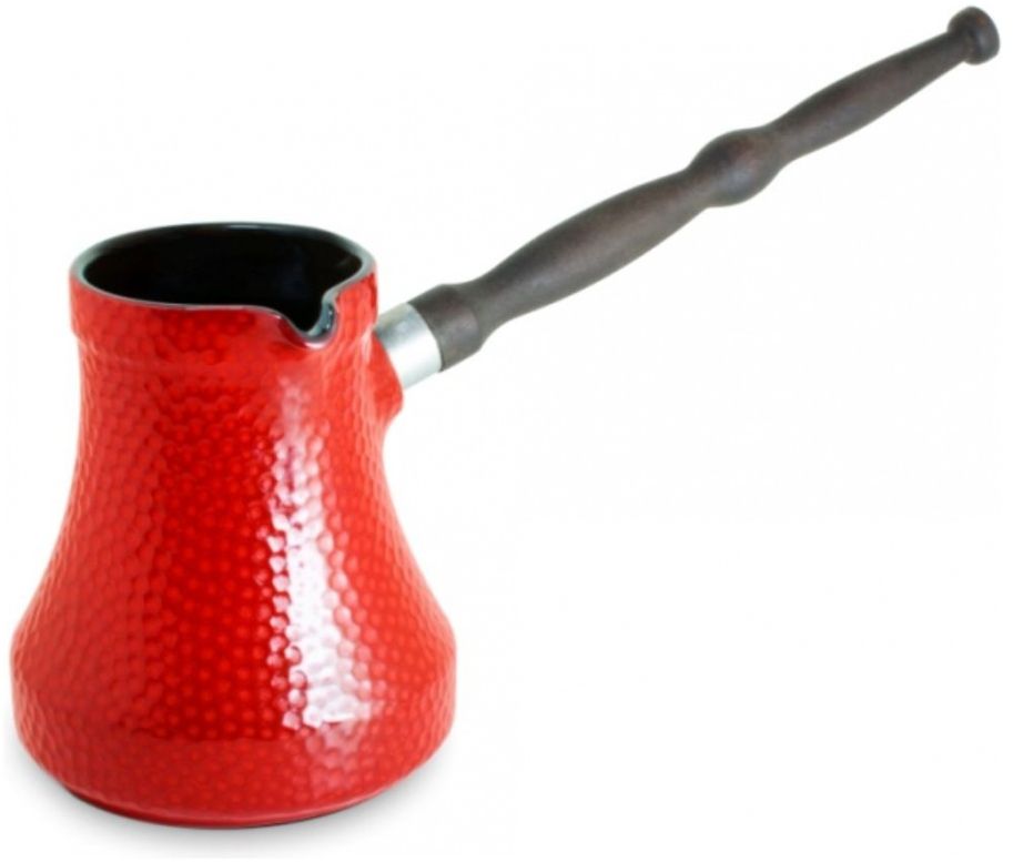 Турка Ceraflame Ibriks Hammered, цвет: красный, 500 мл850005 Турка Ceraflame Ibriks Hammered, цвет: красный, 500 мл850005Турка Ceraflame Ibriks Hammered, выполненная из керамики, предназначена для приготовления кофе. Турка оснащена удобной съемной деревянной ручкой и носиком. Турка покрыта уникальной гладкой эмалью, устойчивой к трещинам и царапинам. Непористая поверхность исключает образование бактерий, великолепно моется, и будет оставаться новой и блестящей даже после использования абразивных губок и чистящих средств. Керамика, из которой выполнена турка, устойчива к резким перепадам температур, способна выдерживать очень высокие температуры, сохраняет аромат и полезные свойства. Турку можно использовать на открытом огне, на газовой или электрической печи, в микроволновой или конвекционной печи, в морозильной камере или посудомоечной машине. Турка выполнена из экологически чистых материалов, поэтому в процессе эксплуатации не выделяет вредных веществ. Керамика не только быстро нагревается, но и сохраняет тепло дольше, чем посуда из других материалов.Длина ручки: 24,5 смНаибольший диаметр турки: 11,5 см.Высота стенок: 12 см.