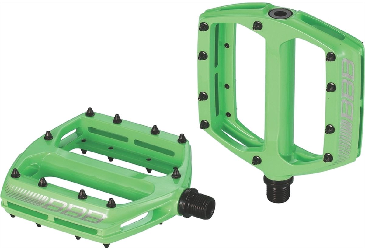 Педали BBB CoolRide MTB, цвет: зеленый, 2 штRivaCase 8460 black Педали BBB CoolRide MTB, цвет: зеленый, 2 штRivaCase 8460 blackБольшая площадь опоры педалей BBB CoolRide MTB обеспечивает надежное сцепление и контроль. Монолитный алюминиевый корпус обеспечивает педалям долгий срок эксплуатации. Ось выполнена из хроммолибденовой стали. Двойные закрытые подшипники. Педали имеют сменные пины, 10 штук с каждой стороны.