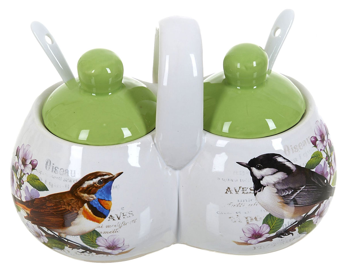 Банка для сыпучих продуктов Polystar Birds, двойная, с ложками, 250 мл115510 Банка для сыпучих продуктов Polystar Birds, двойная, с ложками, 250 мл115510Баночка для специй двойная 250 мл каждая емкость, с крышками и двумя керамическими ложечками. Изготовлена из керамики. Будет уместна в любом интерьере. Изделие упаковано в подарочную коробку.