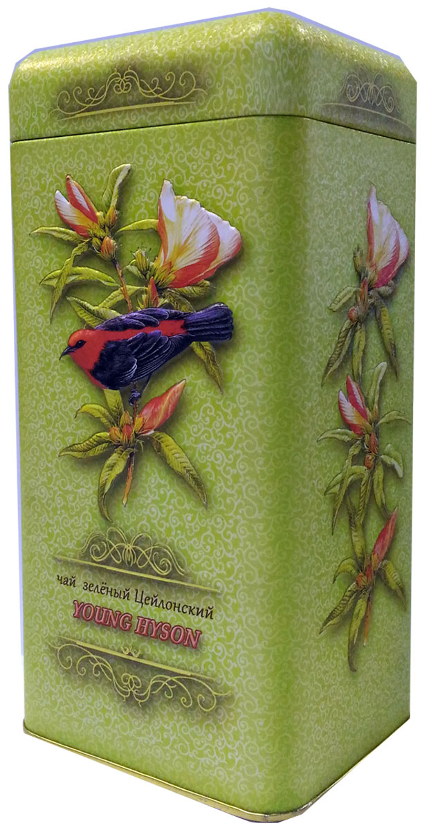 Птицы Цейлона Young Hyson чай черный листовой, 150 г0120710 Птицы Цейлона Young Hyson чай черный листовой, 150 г0120710100% цейлонский листовой байховый зеленый чаЙ.Стандарт: Young Hyson. У чая светлый и прозрачный настой, а вкус нежный, и немного сладковатый.Знак в виде Льва с 17 пятнышками на шкуре - это гарантия Бюро Цейлонского Чая на соответствие чая высокому стандарту качества, установленному Правительством и упакованному только в пределах Шри-Ланки. Внутри банки 10 наклеек с названиями сыпучих продуктов для повторного использования банки в хозяйстве.