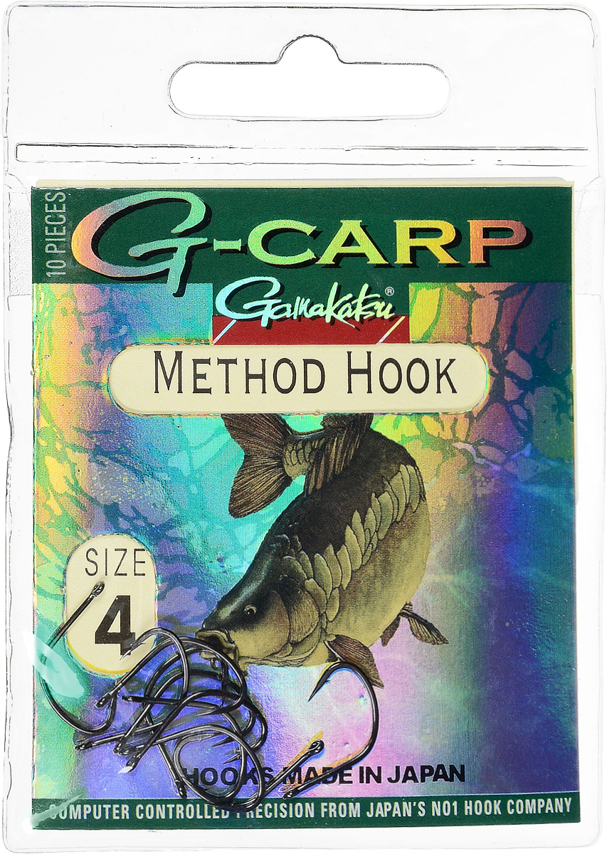 Крючок рыболовный Gamakatsu G-Carp. Method Hook, №4, 10 шт8570BN-01-D Крючок рыболовный Gamakatsu G-Carp. Method Hook, №4, 10 шт8570BN-01-DКрючок Gamakatsu G-Carp. Method Hook предназначен, в первую очередь, для применения в составе донных оснасток, сопряженных с кормушками, не только в карповой, но и в фидерной ловле. Увеличенная ширина загиба позволяет эффективно работать с приманками, расположенными непосредственно на крючке. Применимы в волосяных оснастках. Отлично работают на участках дна с наличием мусора. Применимы в стоячей воде и на течении. Имеют боковой отгиб жала, направленного в сторону колечка, что обеспечивает высокую эффективность их применения. Прокованная проволока обеспечивает при небольших диаметрах большой резерв мощности.Вид крепления: кольцо.Размер крючка: №4.
