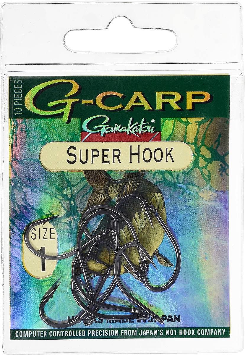 Крючок рыболовный Gamakatsu G-Carp. Super Hook, №1, 10 шт14792500800 Крючок рыболовный Gamakatsu G-Carp. Super Hook, №1, 10 шт14792500800Крючок Gamakatsu G-Carp. Super Hook предназначен для применения в составе волосяных оснасток с тонущими насадками, сборными и балансированными на чистых участках дна. Универсальная форма крюка позволяет применять его не только в составе монтажей, но и насаживать наживку непосредственно на него. Областью применения является как стоячая вода, так и течение. Не имеют бокового отгиба, острие прямое, без подгиба внутрь.На сегодняшний день рыболовные крючки Gamakatsu являются лучшими по качеству в Японии и Европе. Все крючки выполняются из очень прочной стальной проволоки. Жала крючков имеют химическую заточку. Вид крепления: ушко.Размер крючка: №1.