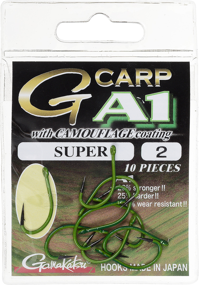 Крючок рыболовный Gamakatsu A1 G-Carp Camou Green Super, размер 2, 10 шт606-01706 Крючок рыболовный Gamakatsu A1 G-Carp Camou Green Super, размер 2, 10 шт606-01706Крючок Gamakatsu A1 G-Carp Camou Green Super подходит для ловли карпа. Изделие изготовлено из стали повышенной прочности. Крючки долго остаются острыми и легко впиваются даже в твердую кость. Изделие окрашено в зеленый цвет, что удобно для ловли в водорослях. Подходит для растительных и животных насадок. Крючок прекрасно справляется с любой рыбой как на море, так и на спокойной воде. Размер: 2.Количество: 10 шт. Вид головки: кольцо.