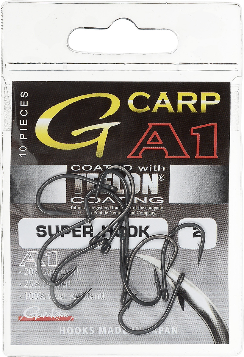 Крючок рыболовный Gamakatsu A1 G-Carp Super Hook Teflon PTFE T/C, размер 2, 10 шт97438 Крючок рыболовный Gamakatsu A1 G-Carp Super Hook Teflon PTFE T/C, размер 2, 10 шт97438Крючок Gamakatsu A1 G-Carp Super Hook Teflon PTFE T/C подходит для ловли карпа. Изделие изготовлено из стали повышенной прочности. Крючок долго остается острым и легко впивается даже в твердую кость. Крючок не имеет бокового отгиба. Применяется в составе волосяных оснасток с тонущими насадками, а также с насадками типа снеговик. Подходит для растительных и животных насадок. Крючок прекрасно справляется на участках дна с наличием донного мусора. Размер: 2.Количество: 10 шт. Вид головки: кольцо.