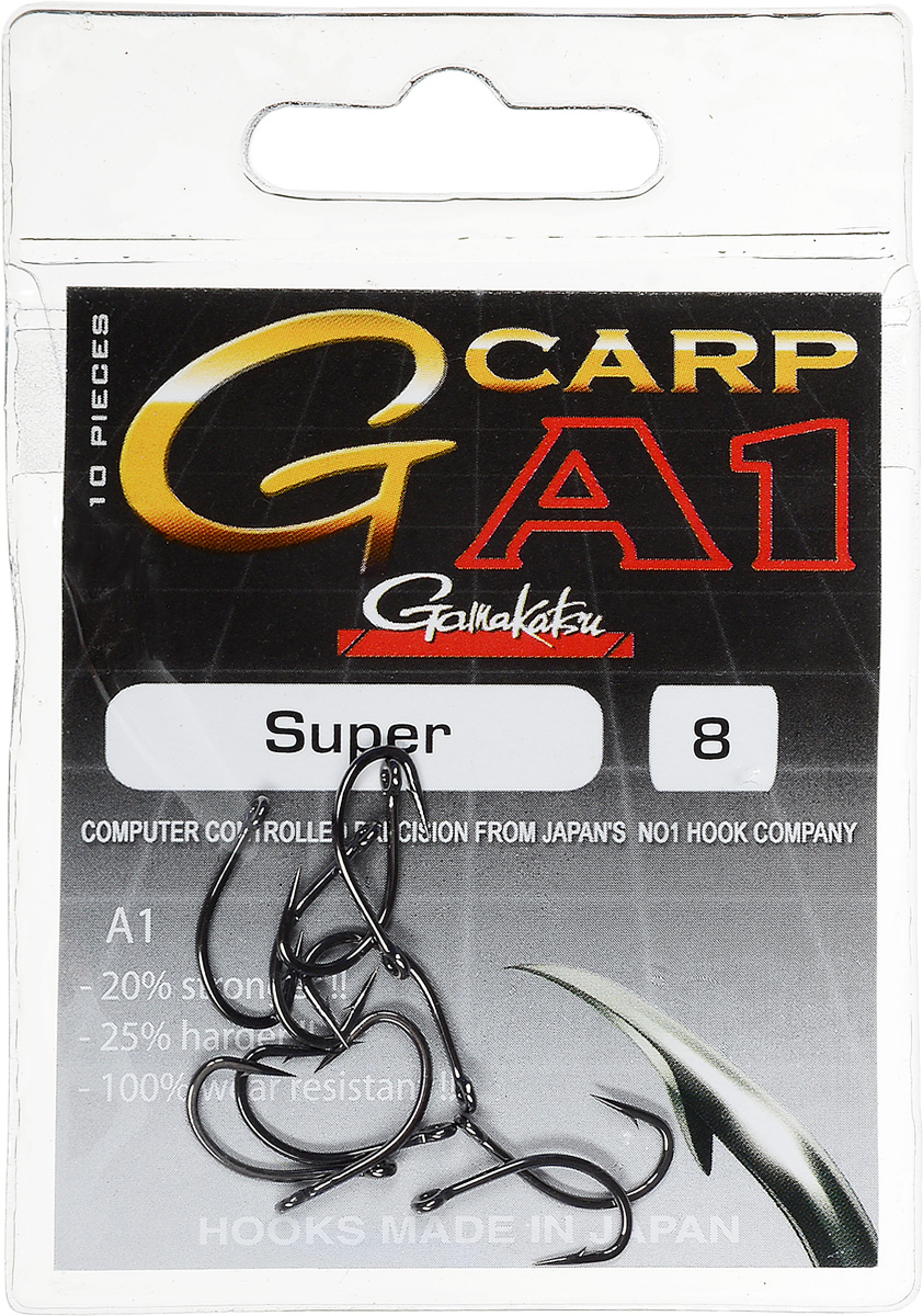 Крючок рыболовный Gamakatsu A1 G-Carp Super, размер 8, 10 шт606-01706 Крючок рыболовный Gamakatsu A1 G-Carp Super, размер 8, 10 шт606-01706Крючок Gamakatsu A1 G-Carp Super подходит для ловли карпа. Изделие изготовлено из стали повышенной прочности. Крючок долго остается острым и легко впивается даже в твердую кость. Крючок не имеет бокового отгиба, острие прямое, без подгиба. Подходит для растительных и животных насадок. Крючок прекрасно справляется с любой рыбой как на море, так и на спокойной воде. Размер: 8.Количество: 10 шт. Вид головки: кольцо.